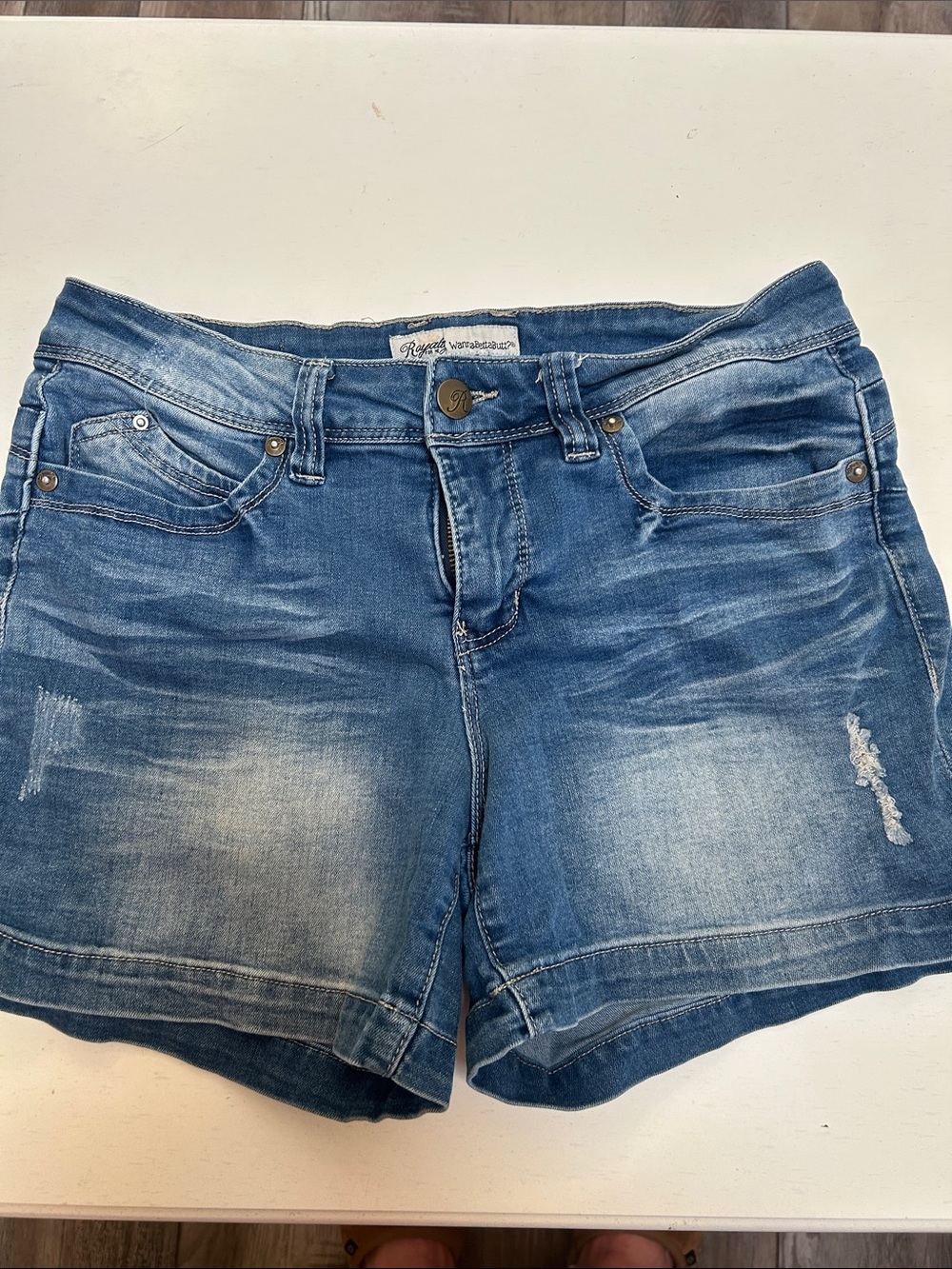 Women's Washed Blue Denim Jean Shorts